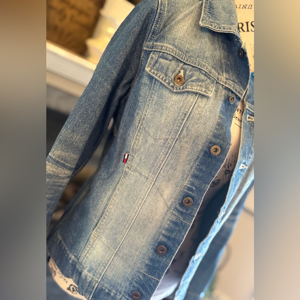 Vintage Tommy Hilfiger Jean Jacket Button Front Denim 90s Y2K Women’s Light Med - Picture 3 of 8